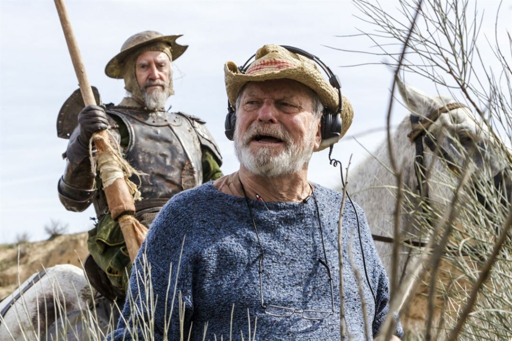 Terry Gilliam et Jonathan Pryce sur le tournage de L'Homme qui tua Don Quichotte