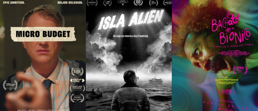 Affiches de Micro Budget, Isla Alien et La Bachata de Bionico